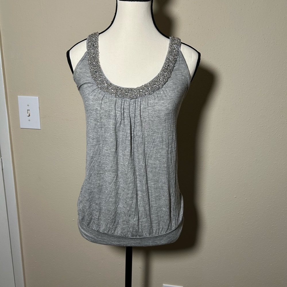 a'gaci Gray Tank Top with Silver Detailing